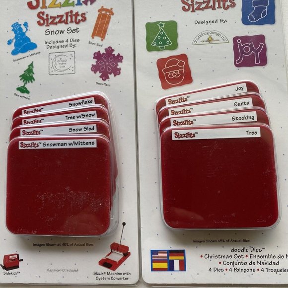 2X SIZZIX SIZZLITS Doodle Dies Christmas Set Dies 4pack 38-9620 & 9701 Scrapbook - Picture 4 of 5